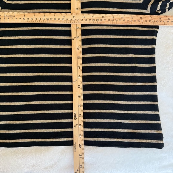 Lauren Ralph Lauren Petite Large Black & Gold Metallic Stripe Top - Picture 7 of 11